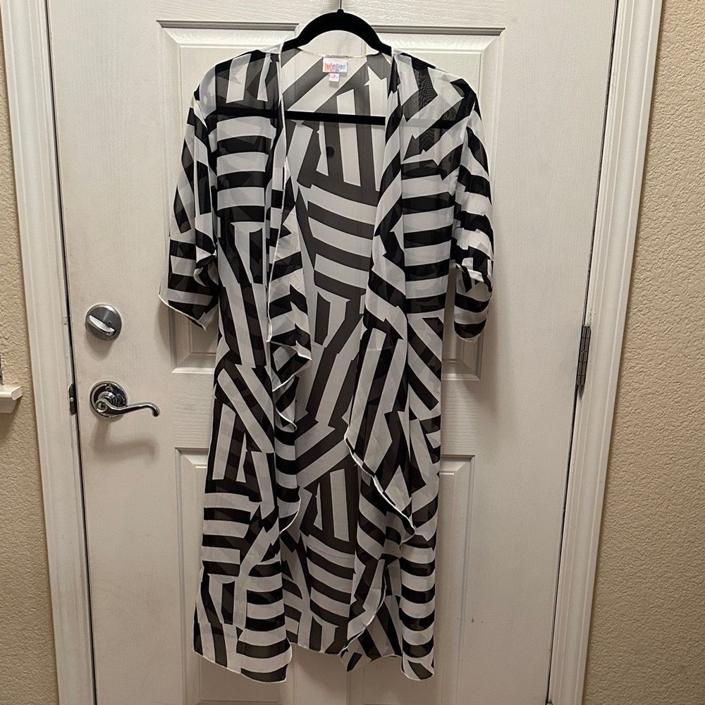 LuLaRoe Black and White Striped Cardigan